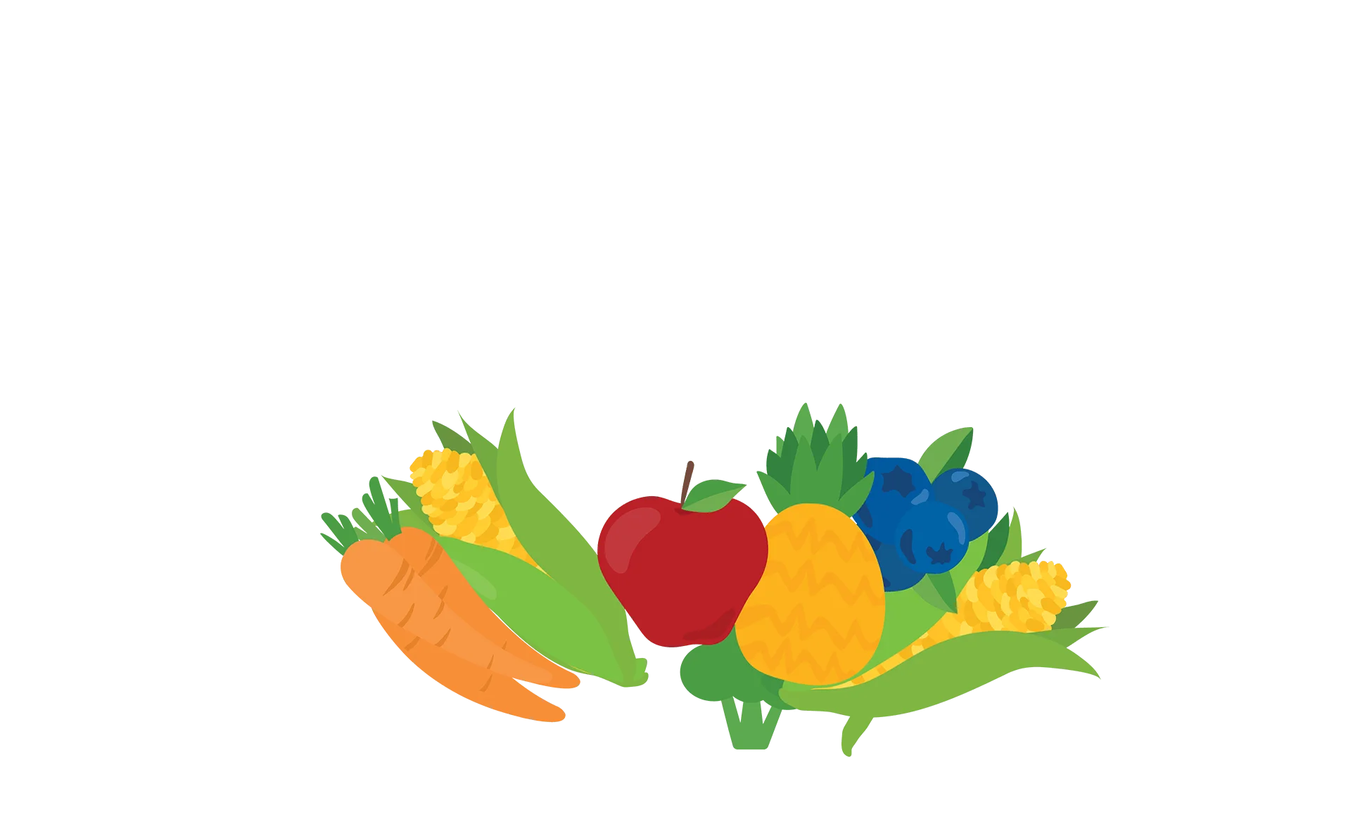 Grouping of fresh fruits and fresh vegetables