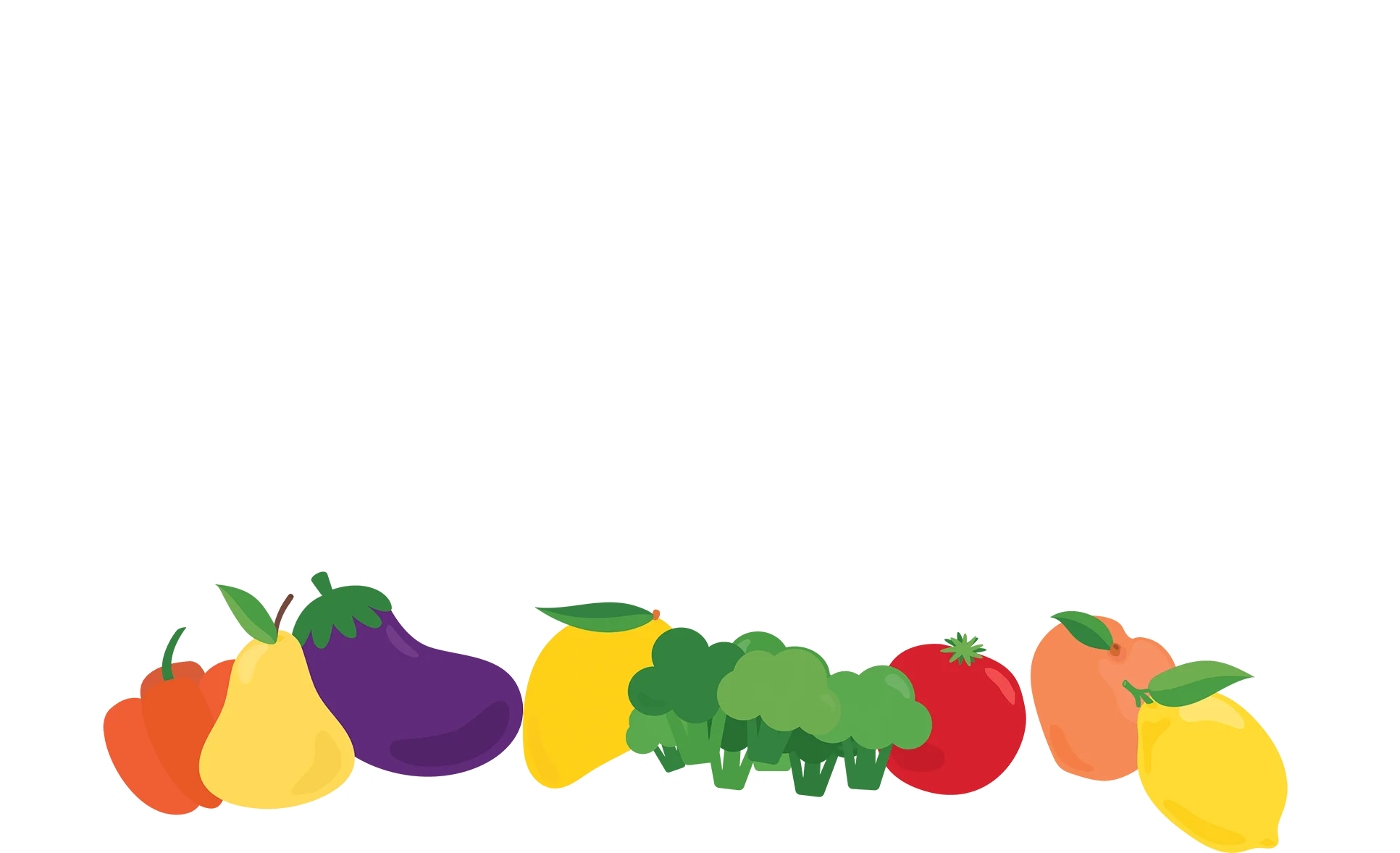 Horizontal grouping of fresh fruits and fresh vegetables