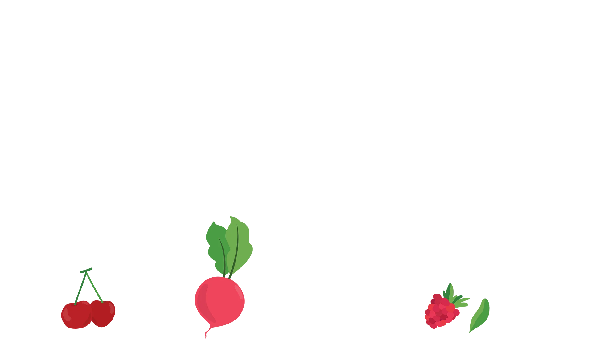 Cherries, radishes, and berries